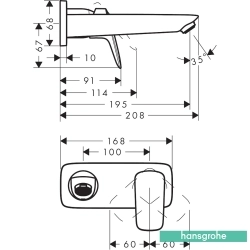 Hansgrohe - Hansgrohe Logis Duvardan Ankastre Lavabo Bataryası, Satin Siyah