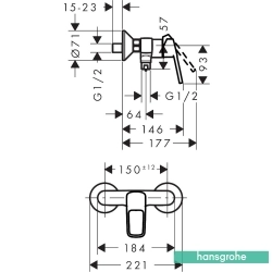 Hansgrohe - Hansgrohe Logis Loop Aplike Duş Bataryası