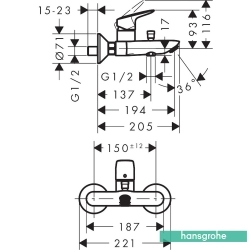 Hansgrohe - Hansgrohe Logis Banyo Bataryası, Satin Siyah