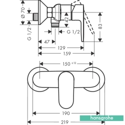 Hansgrohe - Hansgrohe Vernis Blend Aplike Duş Bataryası, Satin Siyah