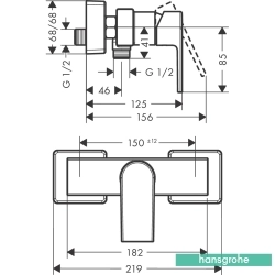 Hansgrohe - Hansgrohe Vernis Shape Aplike Duş Bataryası, Satin Siyah