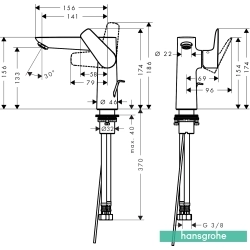 Hansgrohe - Hansgrohe Talis E Lavabo Bataryası, Mat Siyah Krom