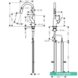 Hansgrohe - Hansgrohe Focus M42 Spiralli Eviye Bataryası, Paslanmaz Çelik