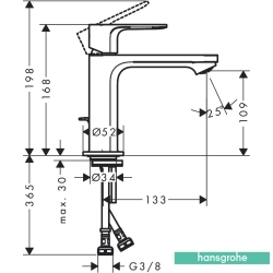 Hansgrohe - Hansgrohe Rebris E Lavabo Bataryası, Satin Siyah
