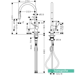 Hansgrohe - Hansgrohe Talis M54 Spiralli Eviye Bataryası, Mat Siyah Krom