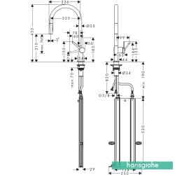 Hansgrohe - Hansgrohe Talis M54 Spiralli Eviye Bataryası, Mat Siyah Krom