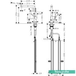 Hansgrohe - Hansgrohe Talis M54 Spiralli Eviye Bataryası, Paslanmaz Çelik, S-Box