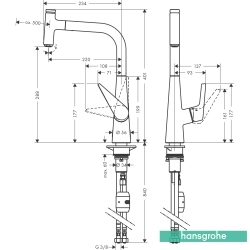 Hansgrohe - Hansgrohe Talis Select S Spiralli Eviye Bataryası, Paslanmaz Çelik