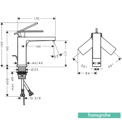 Hansgrohe - Hansgrohe Tecturis E 110 Lavabo Bataryası, Sifon Kumandalı, Mat Bronz (EcoSmart+)