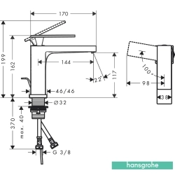 Hansgrohe - Hansgrohe Tecturis E 110 Lavabo Bataryası, Sifon Kumandalı, Satin Beyaz (EcoSmart+, CoolStart)