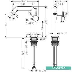 Hansgrohe - Hansgrohe Tecturis S 150 Yüksek Lavabo Bataryası, Sifon Kumandalı, Satin Beyaz (EcoSmart+)