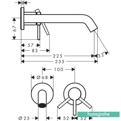 Hansgrohe - Hansgrohe Tecturis S 225 Duvardan Ankastre Lavabo Bataryası, EcoSmart+, Satin Beyaz (Sıva Üstü Grubu)