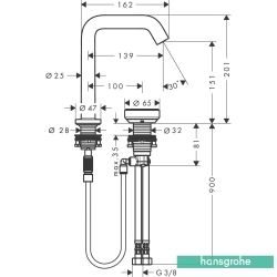 Hansgrohe - Hansgrohe Tecturis S 150 2 Delikli Lavabo Bataryası, Satin Beyaz