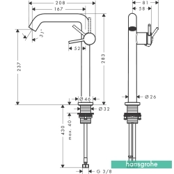Hansgrohe - Hansgrohe Tecturis S 240 Tezgah Üstü Lavabo Bataryası, Satin Siyah