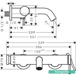 Hansgrohe - Hansgrohe Tecturis S Banyo Bataryası, Satin Beyaz