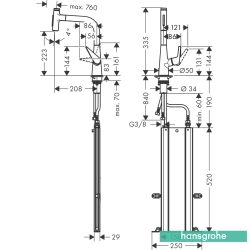 Hansgrohe - Hansgrohe Talis Select M51 Spiralli Eviye Bataryası, 2 Fonksiyonlu, S-Box, Paslanmaz Çelik