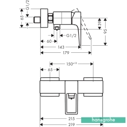 Hansgrohe - Hansgrohe Metropol Aplike Duş Bataryası