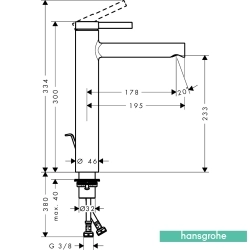 Hansgrohe - Hansgrohe Zesis S 230 Tezgah Üstü Lavabo Bataryası, Sifon Kumandalı, Satin Siyah (EcoSmart+)