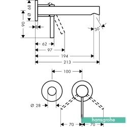 Hansgrohe - Hansgrohe Zesis S 194 Duvardan Ankastre Lavabo Bataryası, EcoSmart+, Satin Siyah (Sıva Üstü Grubu)