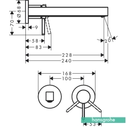 Hansgrohe - Hansgrohe Finoris Duvardan Ankastre Lavabo Bataryası, Satin Siyah (Sıva Üstü Grubu)