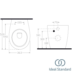 Ideal Standard - Ideal Standard StradaO Yavaş Kapanan Slim Klozet Kapağı, Beyaz