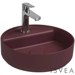 Isvea - Isvea Infinity Batarya Banklı Yuvarlak Çanak Lavabo, 42 cm, Rustik Bordo