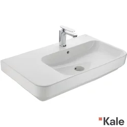 Kale - Kale Fold Pro Etajerli Lavabo, 80 cm, (Sağdan Armatür Delikli)