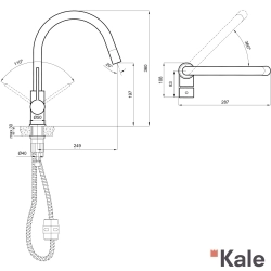 Kale - Kale Gastro U Pull Down Spiralli Eviye Bataryası, Mat Siyah