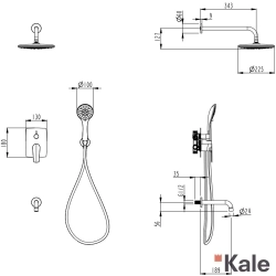 Kale - Kale Tandem 3 Yollu Ankastre Banyo Bataryası, Tepe ve El Duşu, Çıkış Ucu Seti