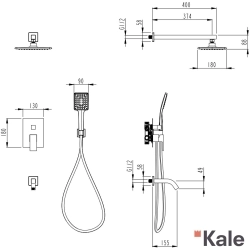 Kale - Kale Arris 3 Yollu Ankastre Banyo Bataryası, Tepe ve El Duşu, Çıkış Ucu Seti