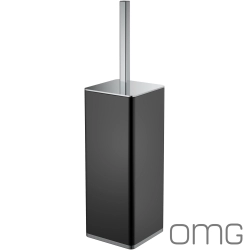 OMG - OMG Kaf Tuvalet Fırçalığı, Mat Siyah/Krom (Yerden) - KAF6004-02-N