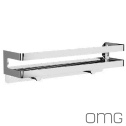 OMG - OMG İkili Askılı Malzemelik, 40 cm, Parlak Paslanmaz Çelik (Duvardan) - SBO6012-40H-P