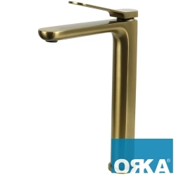 Orka - Orka Moderna Tezgah Üstü Lavabo Bataryası, Fırçalı Altın