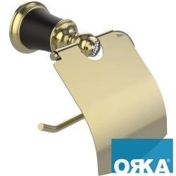 Orka - Orka Premium Kapaklı Tuvalet Kağıtlığı, Siyah-Altın