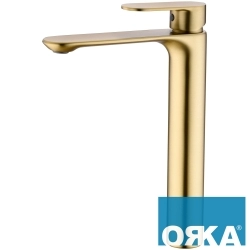 Orka - Orka Sharp Tezgah Üstü Lavabo Bataryası, Fırçalı Altın