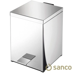 Sanco - Sanco Pedallı Kare Çöp Kovası, Yavaş Kapanır, Parlak Paslanmaz Çelik (5 Litre) - 90677-A90