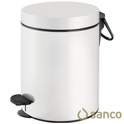 Sanco - Sanco Pedallı Çöp Kovası, Yavaş Kapanır, Beyaz (5 Litre) - 90680-M101