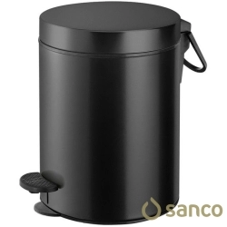 Sanco - Sanco Pedallı Çöp Kovası, Yavaş Kapanır, Mat Siyah (5 Litre) - 90680-M116