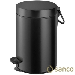Sanco - Sanco Pedallı Çöp Kovası, Yavaş Kapanır, Mat Siyah (3 Litre) - 90689-M116