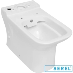 Serel - Serel Nita Köşeli Kanalsız Duvara Tam Dayalı Klozet, 63 cm