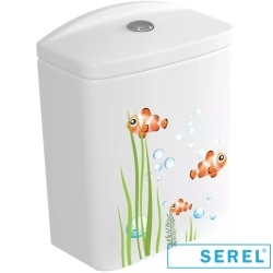 Serel - Serel Paleimon Çocuk Klozeti İçin Rezervuar, Balık Desenli