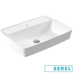 Serel - Serel Rita Tezgah Üstü Lavabo, 59 cm (Armatür Delikli)