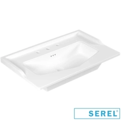 Serel - Serel Royal Tezgah Üstü Etajerli Lavabo, 3 Armatür Delikli, 80 cm