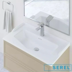 Serel - Serel Royal Tezgah Üstü Etajerli Lavabo, 100 cm