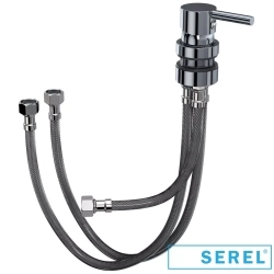 Serel - Serel Sapphire Purewash Kanalsız Asma Klozet, 53 cm (Entegre Taharet Musluklu-Çift Su Girişli)