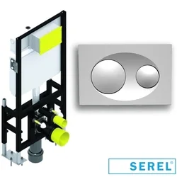 Serel - Serel Smooth Asma Klozet İçin Alçıpan Duvar Tipi Gömme Rezervuar, Mat Krom Kumanda Paneli Dahil