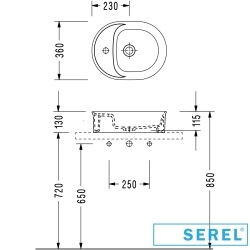 Serel - Serel Yuvarlak Çanak Lavabo, 46 cm