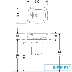 Serel - Serel Köşeli Çanak Lavabo, 46 cm