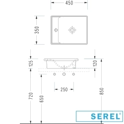 Serel - Serel Tezgah Üstü Lavabo, 45 cm