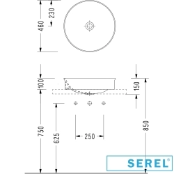 Serel - Serel Nita Yuvarlak Minimal Çanak Lavabo, 46 cm